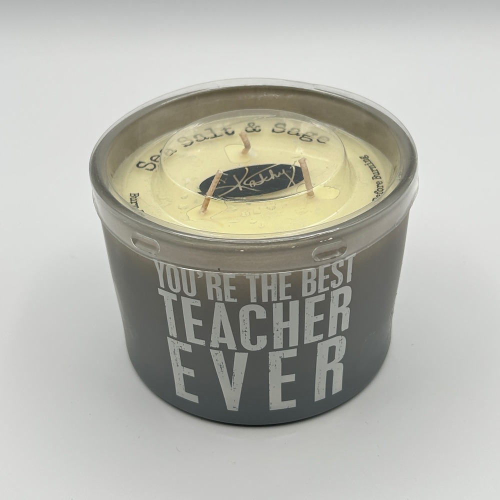 Primitives by Kathy Best Teacher Ever Candle Sea Salt Sage Soy 14oz 3Wick